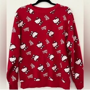 Hello Kitty Patterned Red Crew Neck Sweater